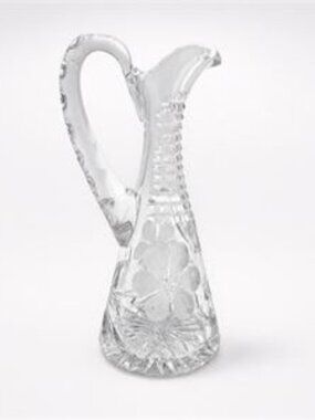 American Brilliant Cut Glass Cruet with Engraved Flowers